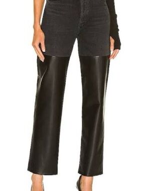 AGOLDE Pieced 90’s Pinch Waist Jean in Howl & Detox Recycled Leather Women’s 23